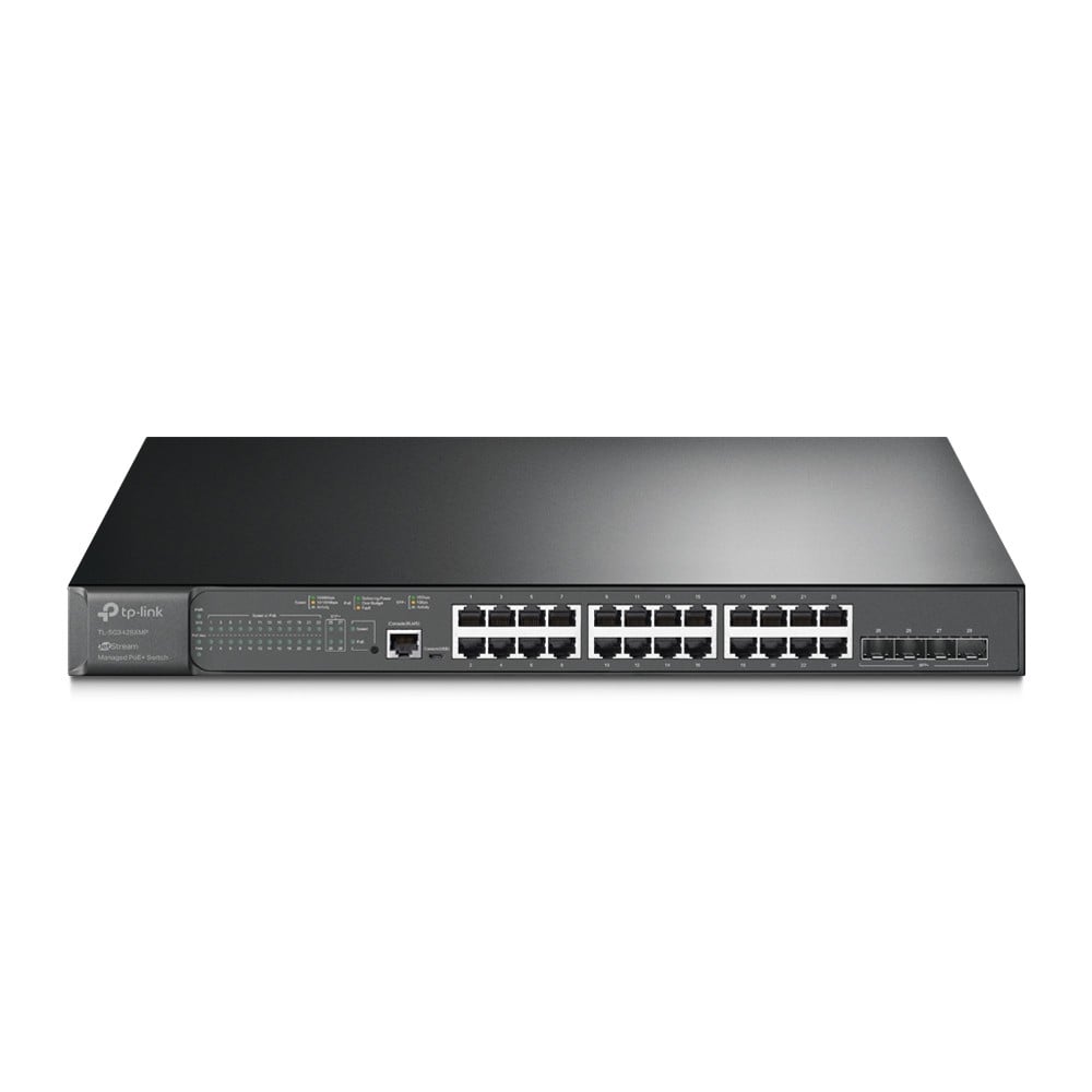 TP-Link TL-SG3428XMP JetStream™ 24-Port Gigabit and 4-Port 10GE SFP+ L2+ Managed Switch with 24-Port PoE+