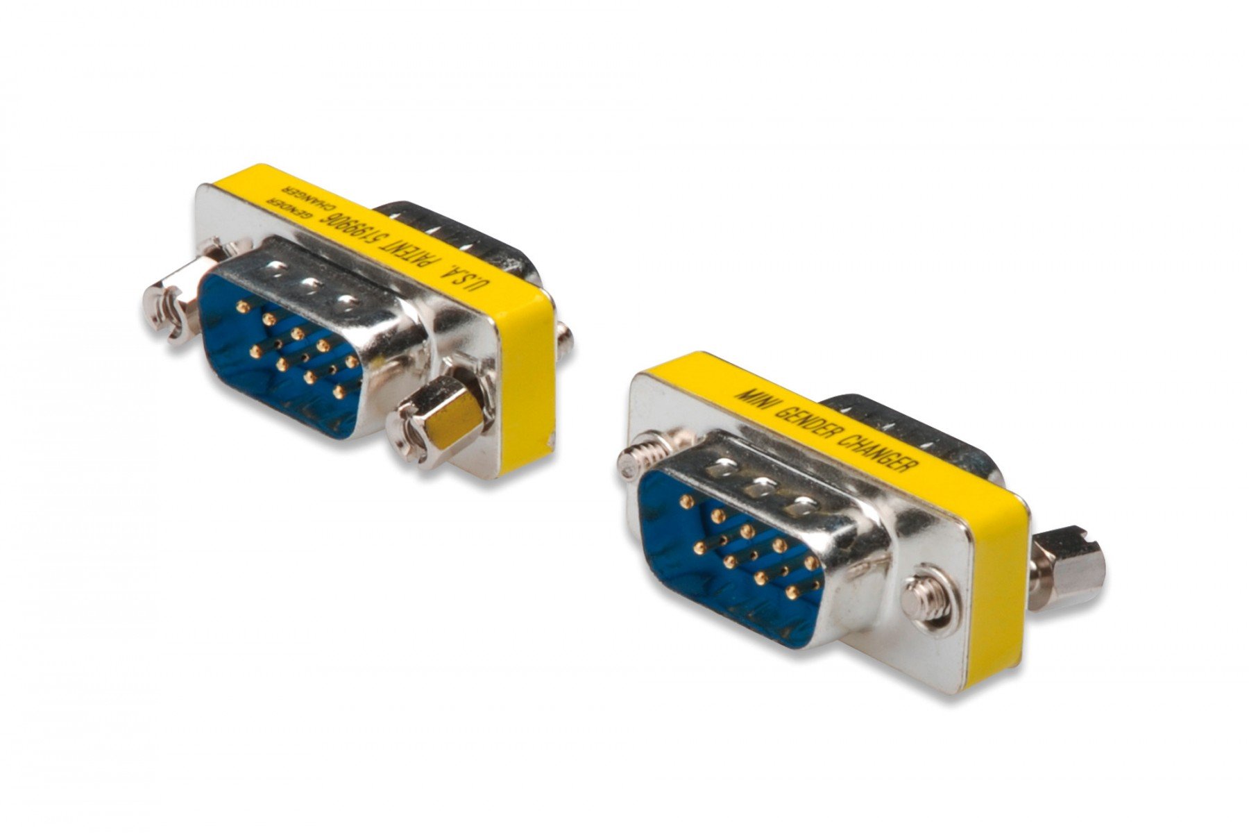 Gender Changer, D-Sub9 metal housing, M/M, with Hex screws