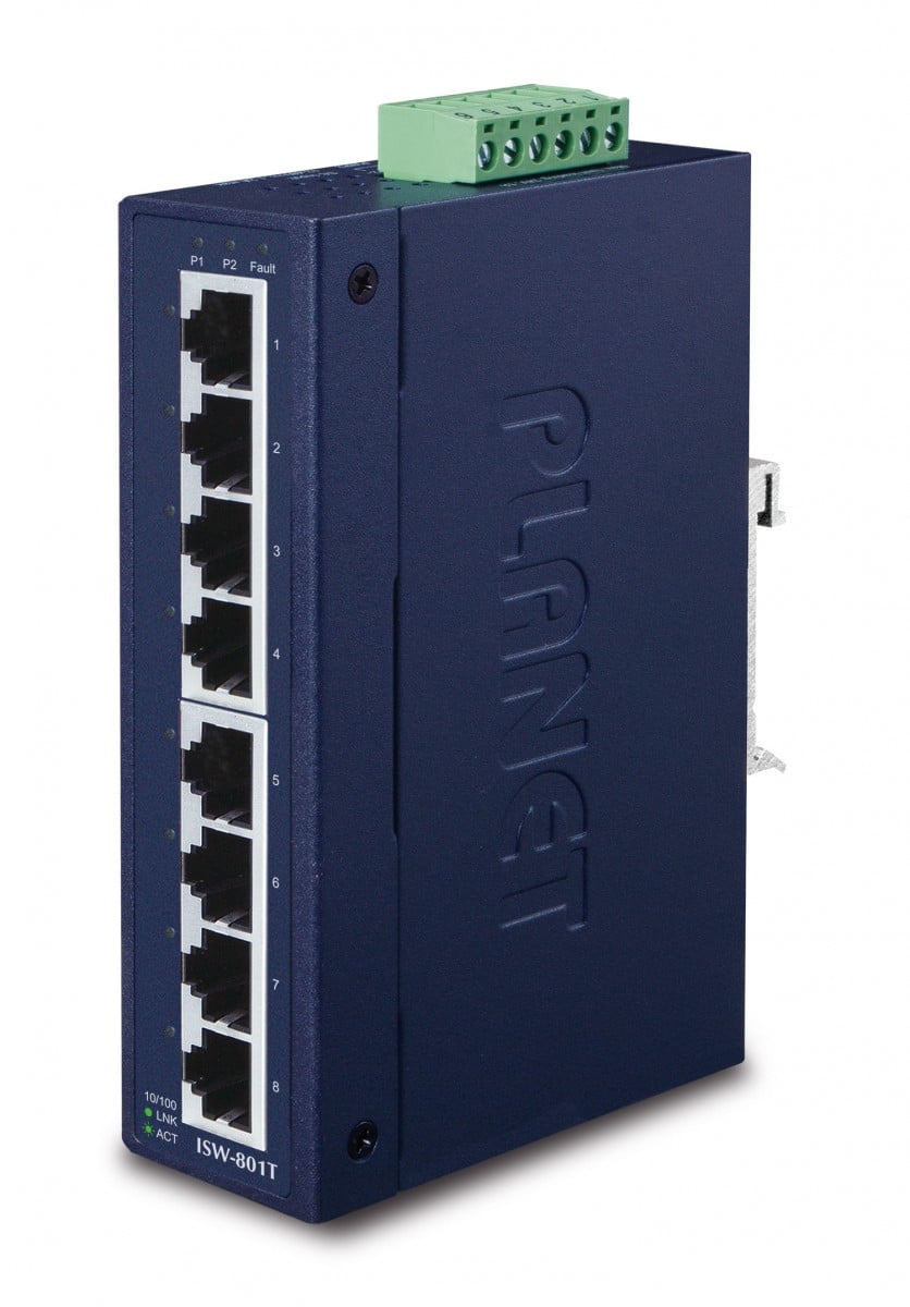 Planet ISW-801T IP30 Slim Type 8-Port Industrial Fast Ethernet Switch (-40 to 75 degree C)