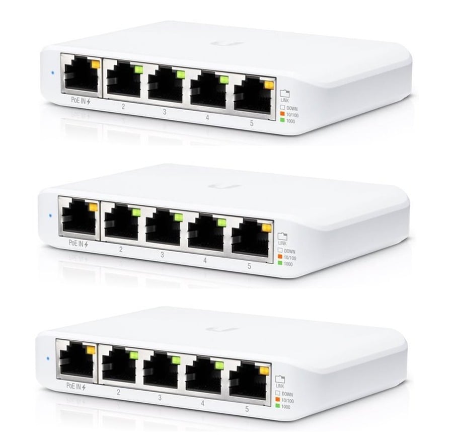 Ubiquiti UniFi Switch Flex Mini (3-pack) Managed Gigabit Ethernet (10/100/1000) Power over Ethernet (PoE) White (USW-FLEX-MINI-3)