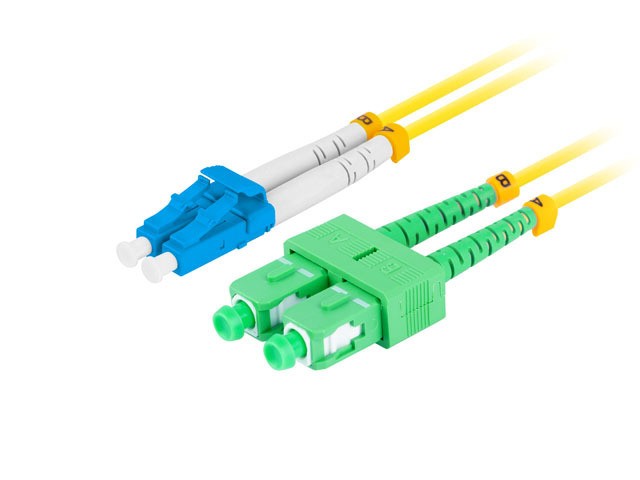 LANBERG Fiber Optic Patchcord SM LC/UPC-SC/APC Duplex 2M LSZH G657A1 3.0mm Yellow