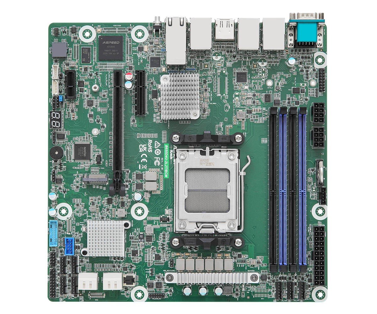 ASRock B650D4U-2L2T/BCM, 1xSKT AM5, AMD Ryzen 7000, B650E, 4xDIMM, SATA, 1xM.2, 2xGbE, 2x10GbE, IPMI
