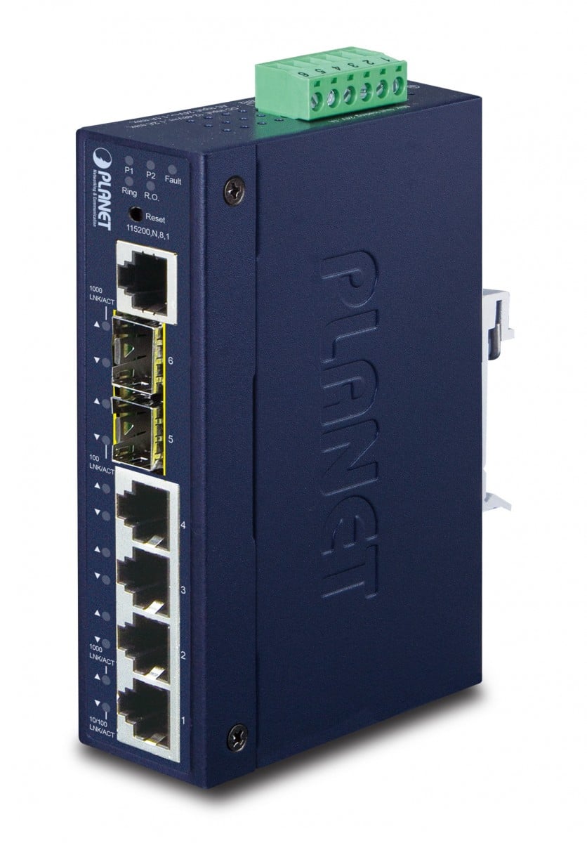 Planet IGS-5225-4T2S IP30 Industrial L2+/L4 4-Port 1000T + 2-Port 1G/2.5G SFP Full Managed Switch (-40 to 75 C, dual redundant power input on 12~48VDC terminal