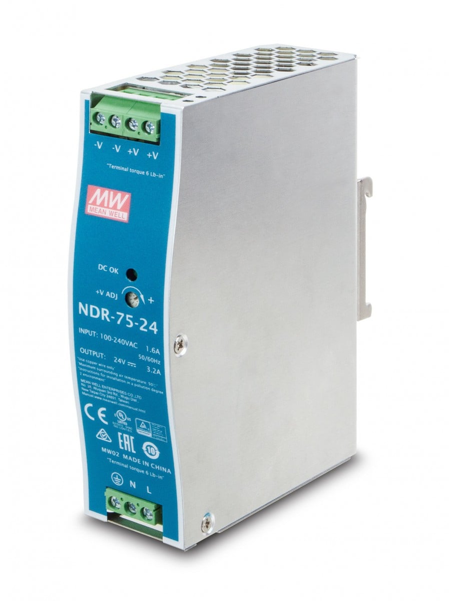 Planet PWR-75-24 24V, 75W Din-Rail Power Supply (NDR-75-24, adjustable 24-28V DC output)
