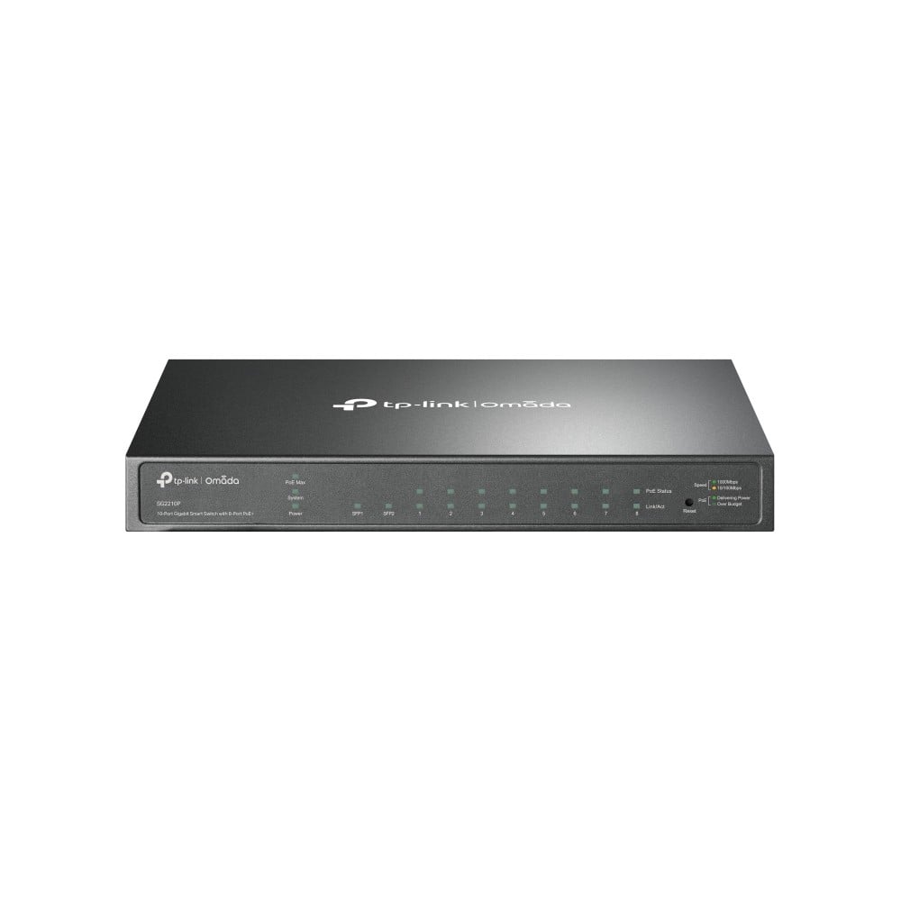 TP-Link SG2210P (TL-SG2210P) JetStream™ 8-Port Gigabit Smart PoE+ Switch with 2 SFP Slots