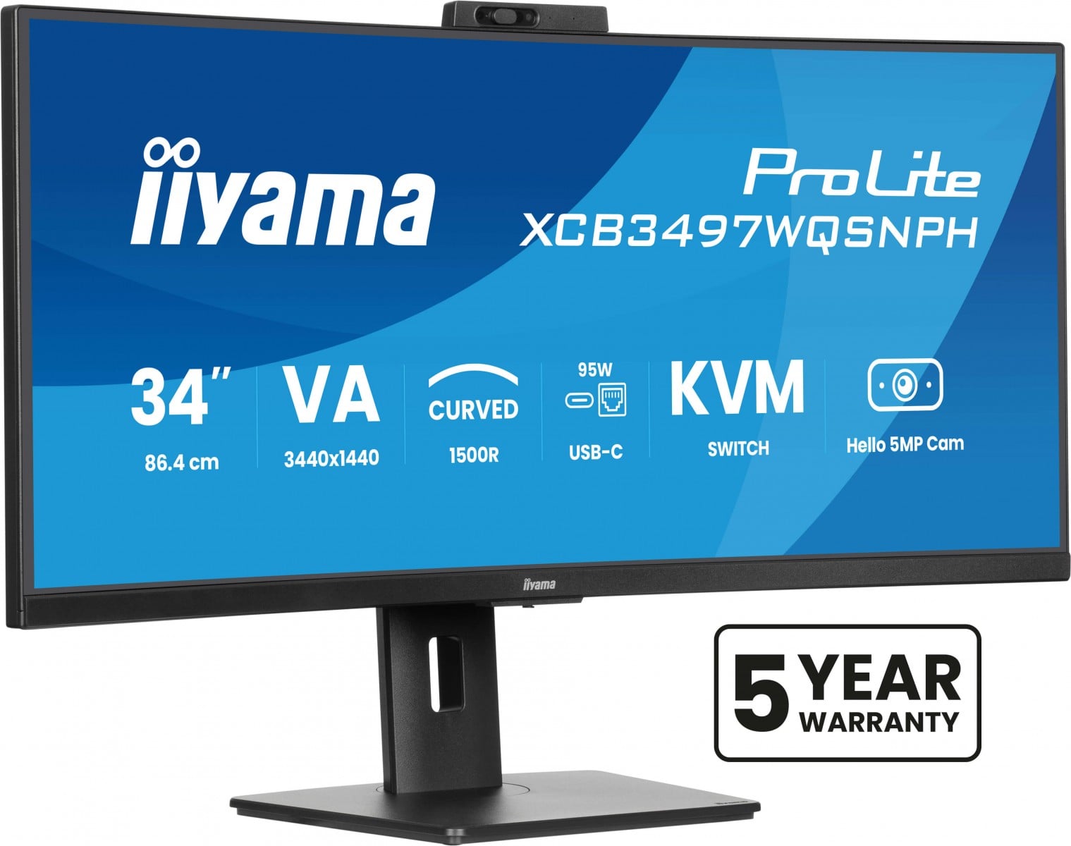 iiyama XCB3497WQSNPH-B1 34inch VA 3440×1440 350cd/m2 0.4ms 2xHDMI DP USB 5 year guarantee