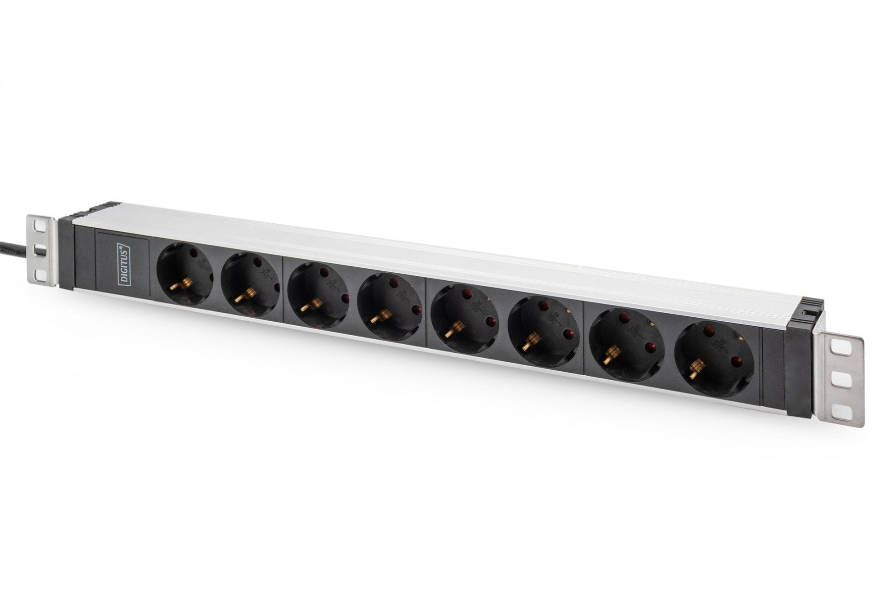 1U Aluminum PDU, rackmountable, 8 x Safety outlet 16A, 230VAC, 50/60Hz, IEC C20 plug