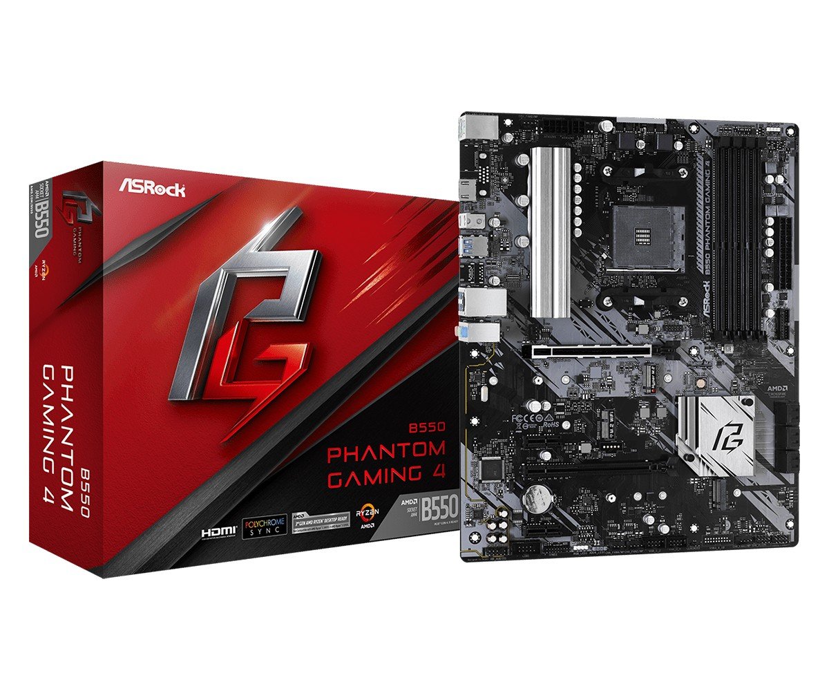 ASRock B550 PHANTOM GAMING 4 ATX Motherboard for AMD Ryzen 3000 Series