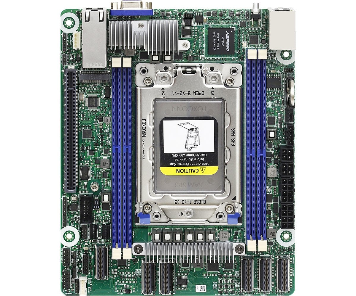 ASRock ROMED4ID-2T, 1xSKT SP3, AMD EPYC 7000, SoC, SATA, NVMe, 1xM.2, 2x10GbE, IPMI