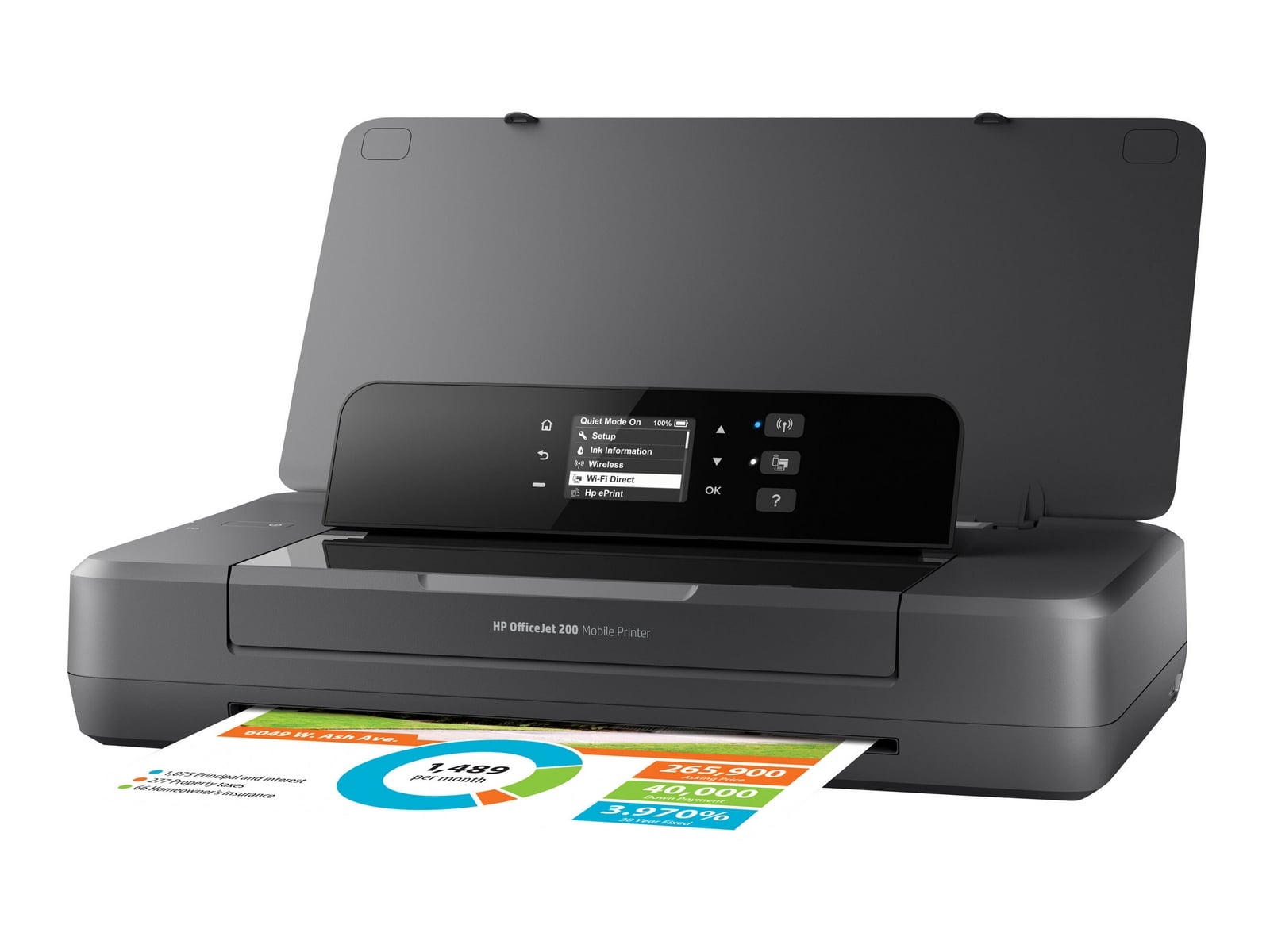 HP Officejet 200 Mobile Printer, Print, Front-facing USB printing