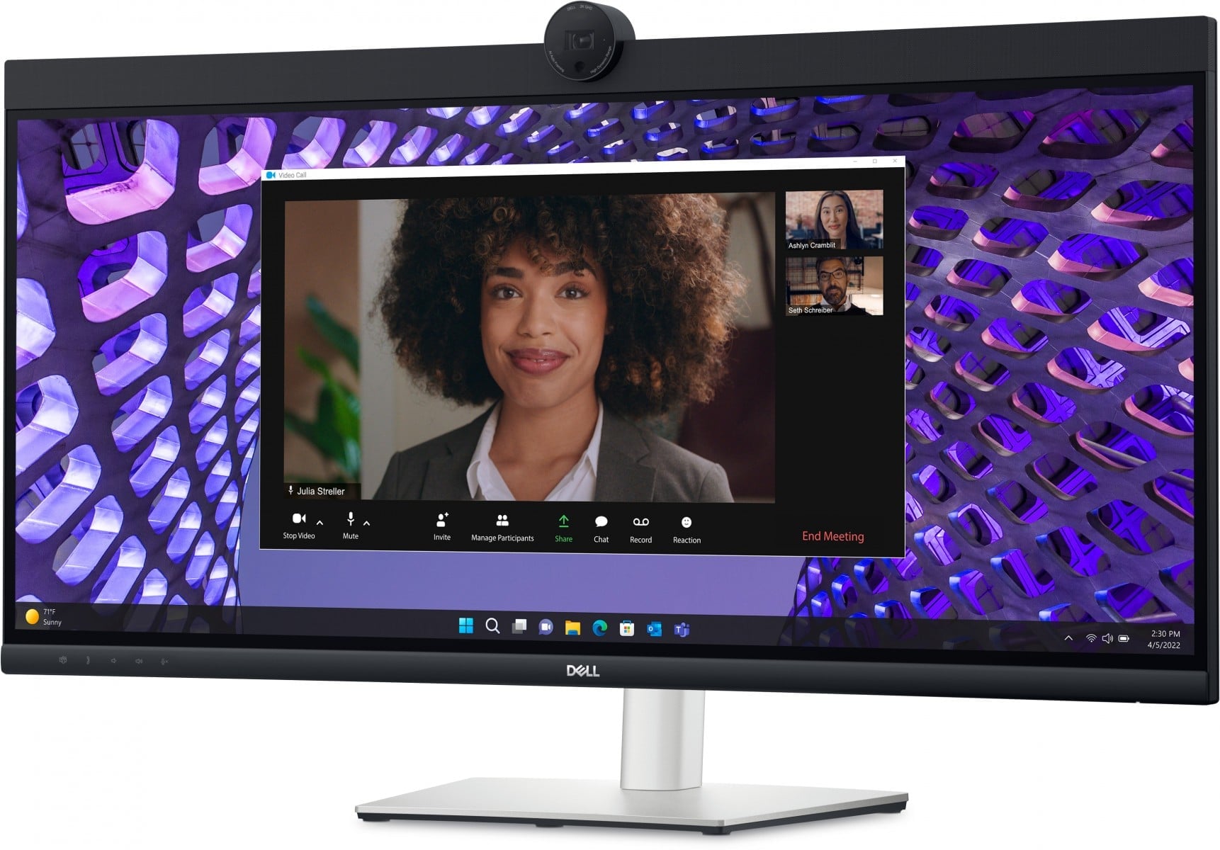 DELL 34 Curved Video Conferencing Monitor P3424WEB 86.71cm 34.14inch IPS 3440×1440 60Hz 21:9 300cd/m2 HDMI DP USB