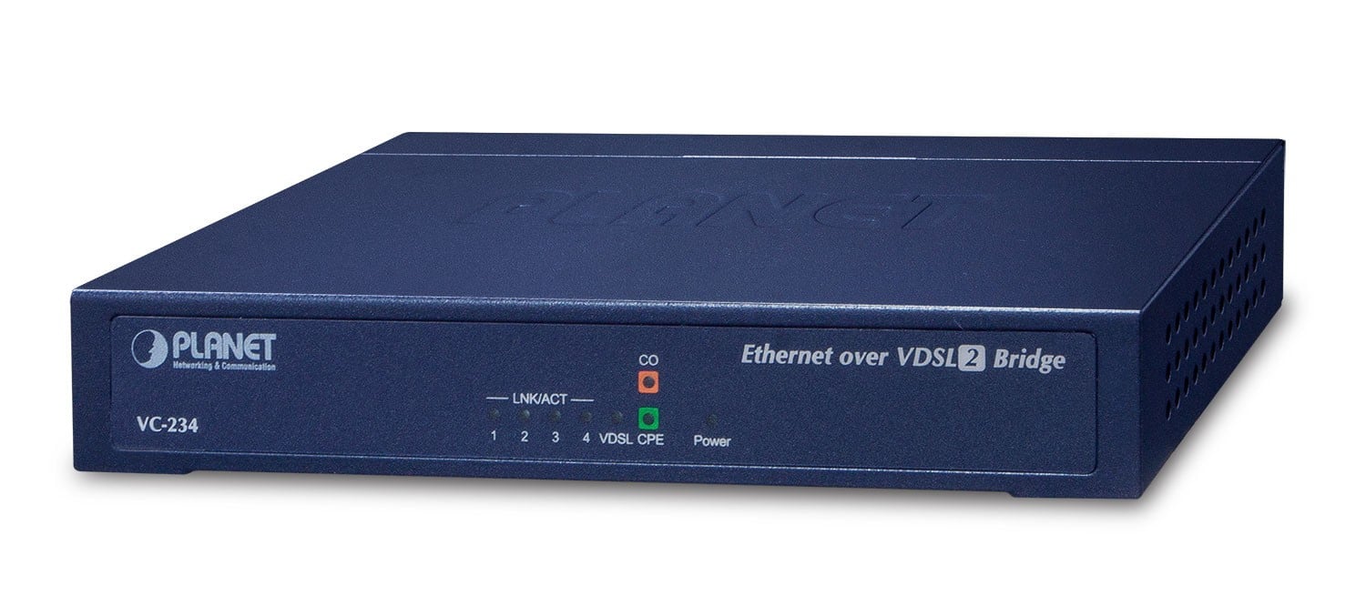 Planet VC-234 100/100 Mbps Ethernet (4-Port LAN) to VDSL2 Bridge – 30a profile