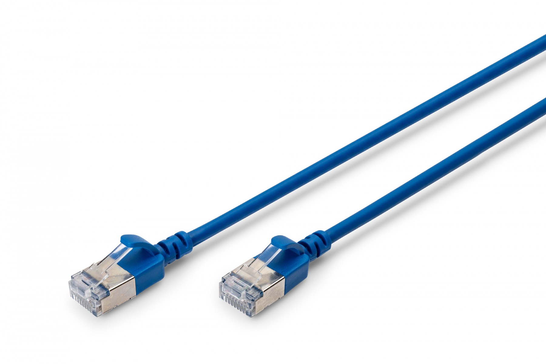 Slim RJ45-RJ45 patch cord, Cat. 6A, F/FTP, AWG 32/7, LSOH, 0.5 m, blue