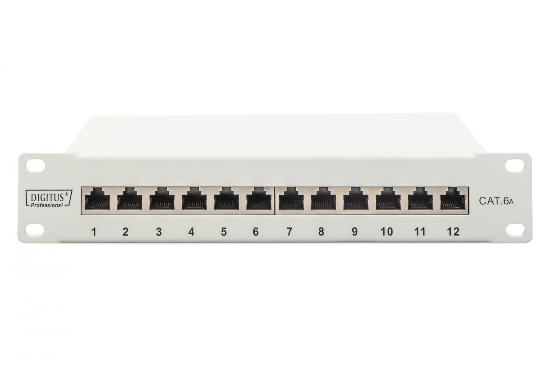 CAT 6A Patch Panel, shielded, 12-Port label field, 1U, 10" rack mount, grey RAL 7035 - Slika 6