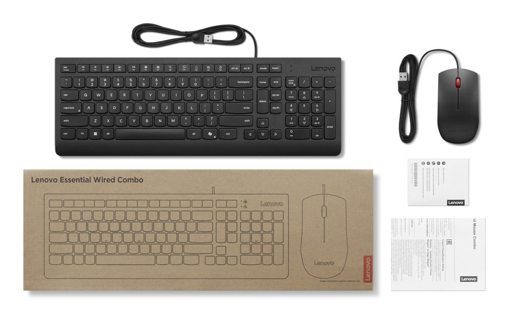 LENOVO Essential Wired Keyboard and Mouse Combo AI US English with Euro symbol 103P w/copilot button - Slika 4