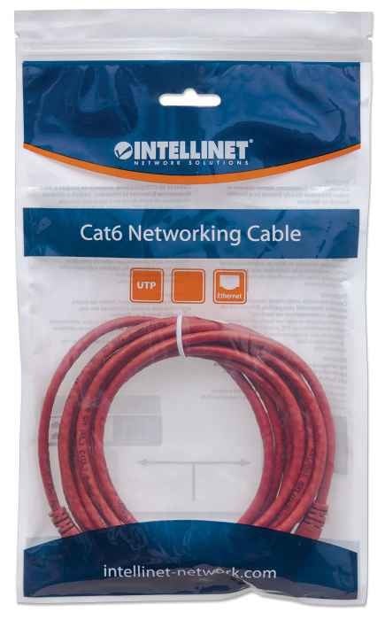 Intellinet Network Patch Cable, Cat6, 1m, Red, CCA, U/UTP, PVC, RJ45, Gold Plated Contacts, Snagless, Booted, Lifetime Warranty, Polybag - Slika 4
