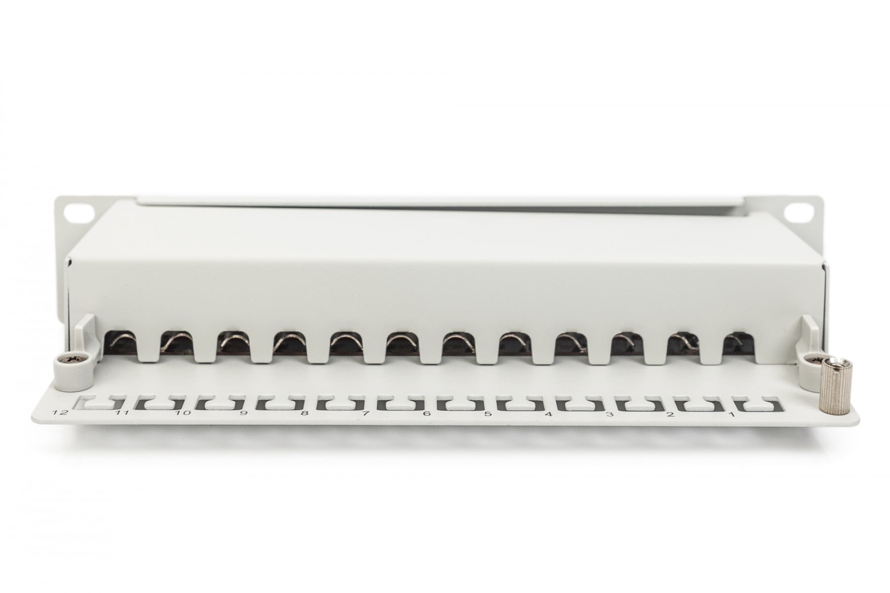 CAT 6A Patch Panel, shielded, 12-Port label field, 1U, 10" rack mount, grey RAL 7035 - Slika 2