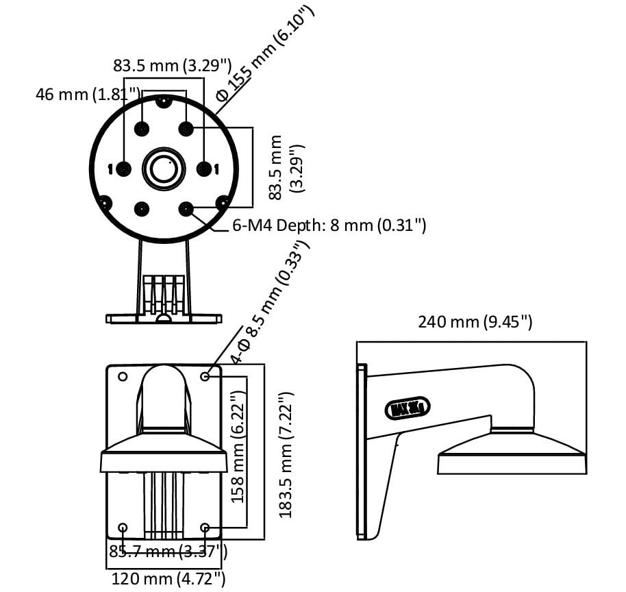 Hikvision DS-1473ZJ-155(Black) Wall mount - Slika 2