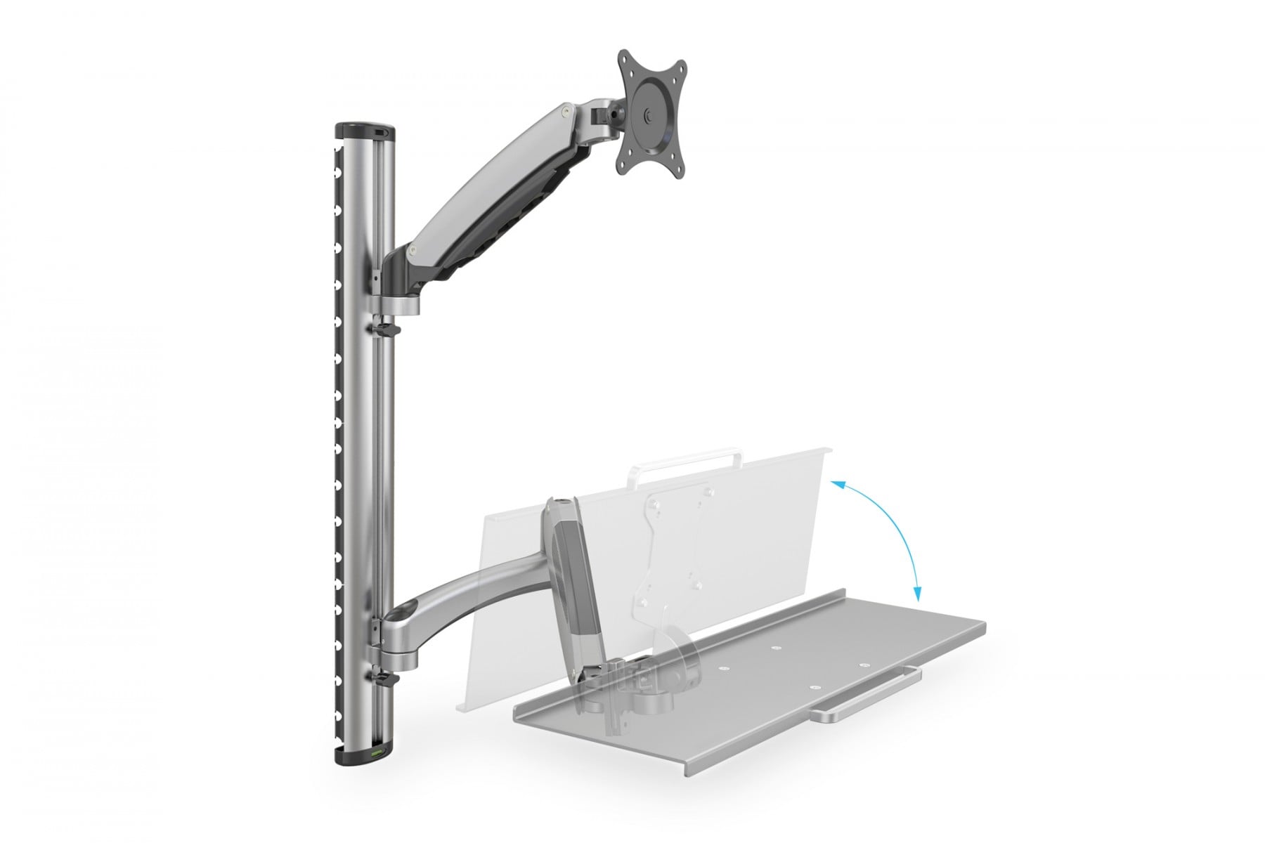 Workstation (Monitor, Keyboard) Wall Mount 27 inch, 6 kg, VESA 75x75, 100x100, silver - Slika 4