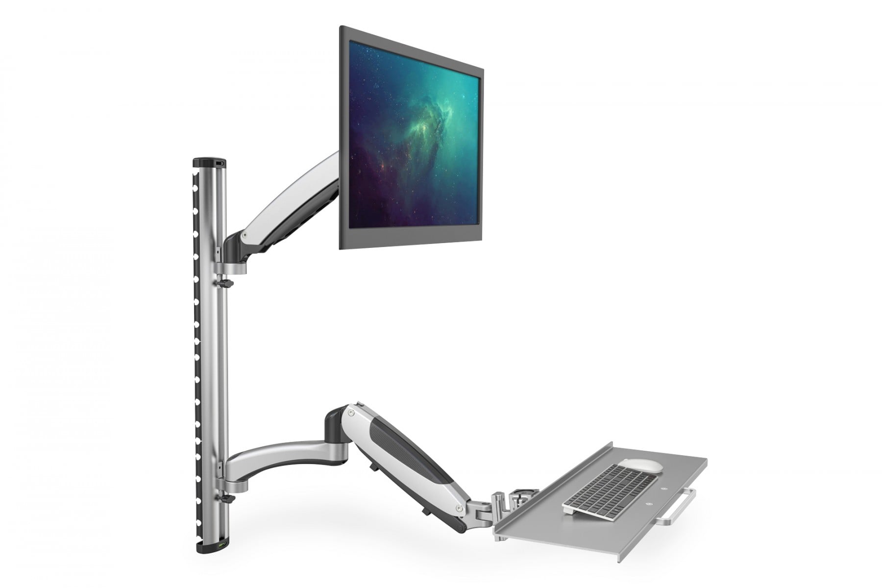 Workstation (Monitor, Keyboard) Wall Mount 27 inch, 6 kg, VESA 75x75, 100x100, silver - Slika 2