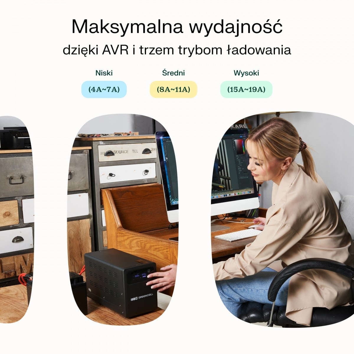 Green Cell UPSLPPC1200 Uninterruptible Power Supply AVR UPS 2000VA 1200W PowerCore 24 VDC with LCD Display - Slika 9