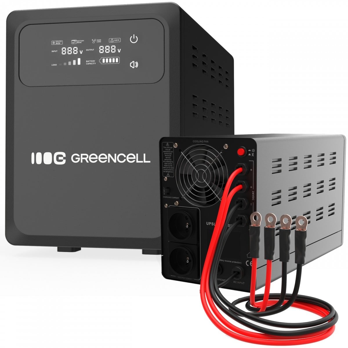 Green Cell UPSLPPC1200 Uninterruptible Power Supply AVR UPS 2000VA 1200W PowerCore 24 VDC with LCD Display