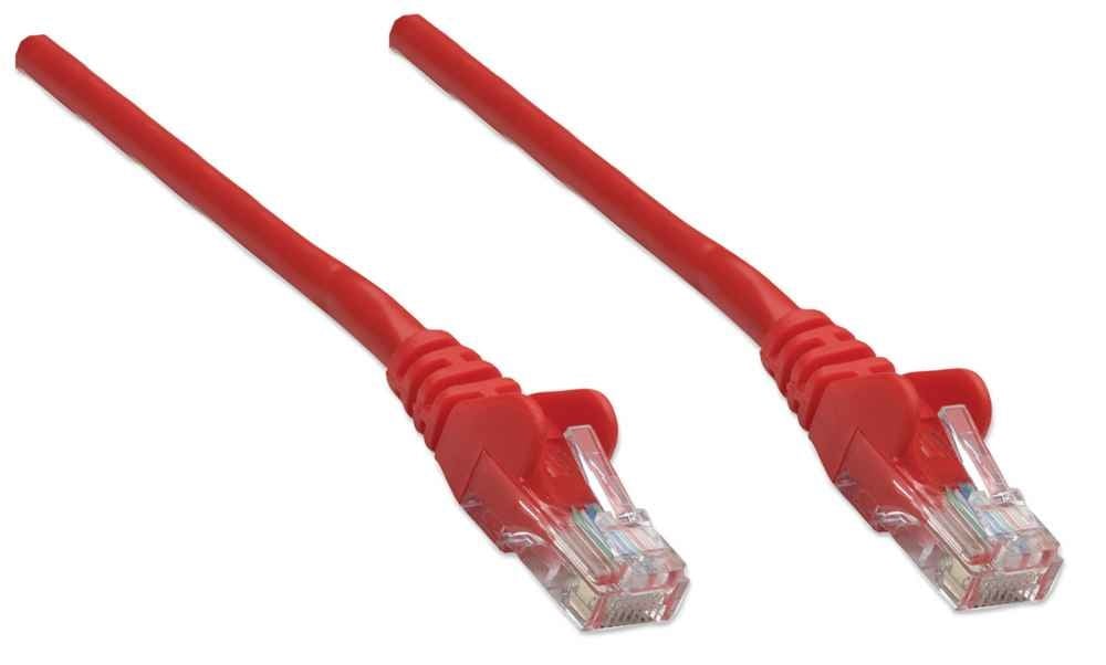 Intellinet Network Patch Cable, Cat6, 1m, Red, CCA, U/UTP, PVC, RJ45, Gold Plated Contacts, Snagless, Booted, Lifetime Warranty, Polybag - Slika 2