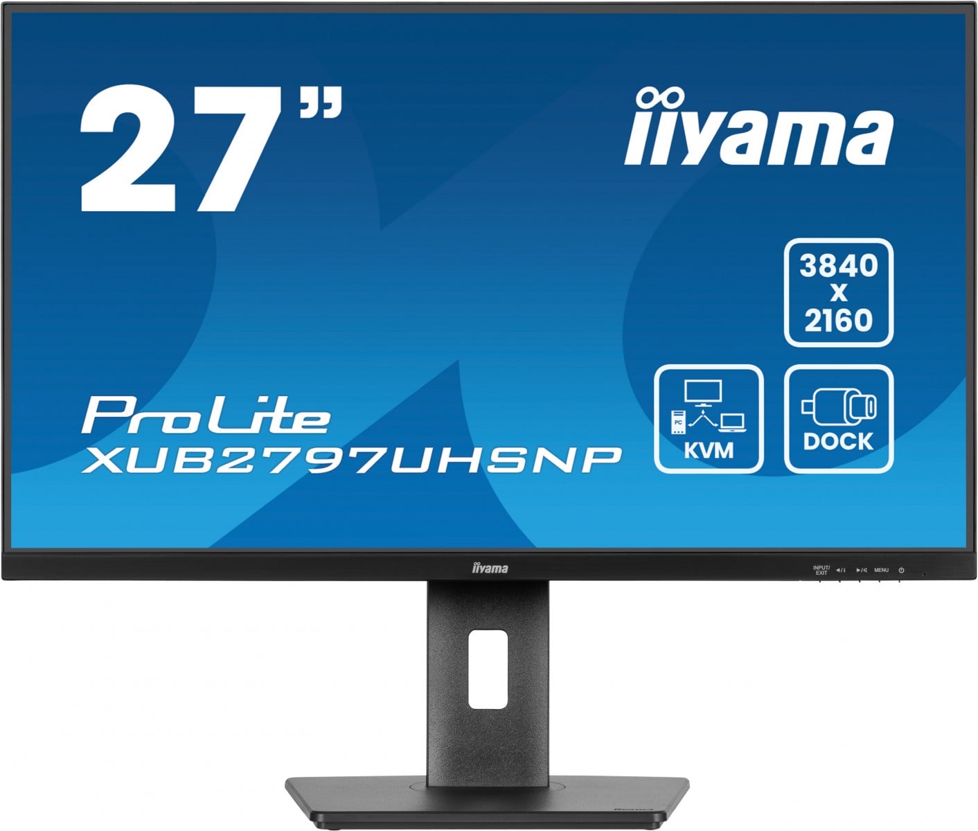 IIYAMA XUB2797UHSNP-B1 27inch IPS UHD 350cd/m2 4ms 15cm height adj. Stand HDMI DP USB-C Dock LAN Speakers