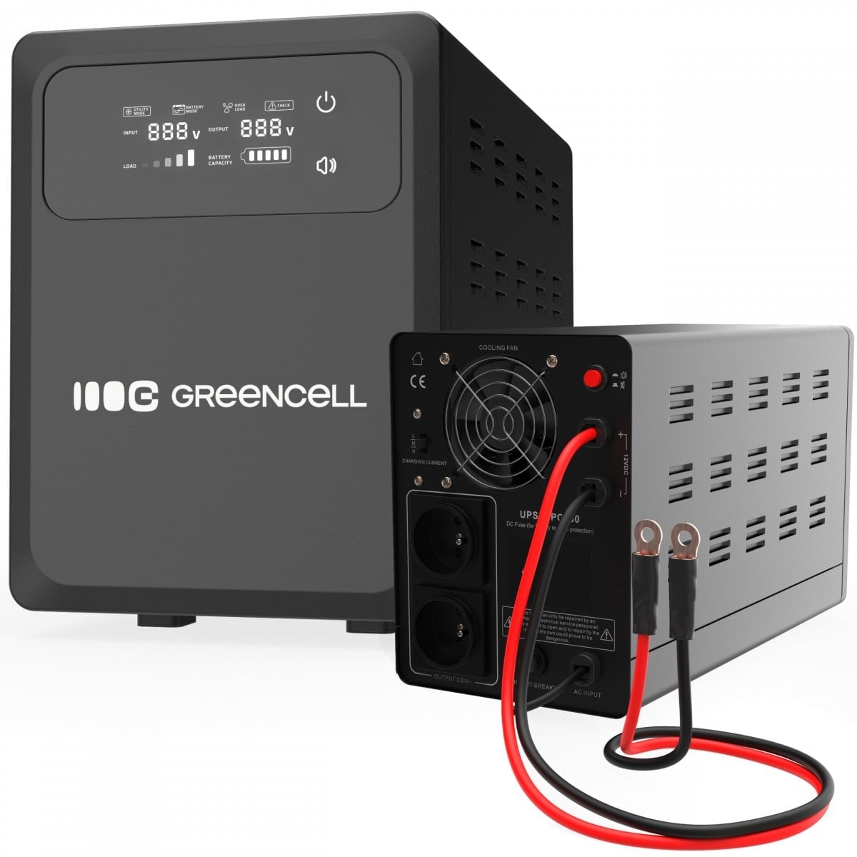 Green Cell UPSLPPC500 Uninterruptible Power Supply AVR UPS 800VA 500W PowerCore 12 VDC with LCD Display