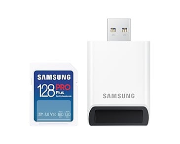SAMSUNG SD PRO Plus 2023 128GB SD Memory Card incl. USB card reader UHS-I U3 Full HD & 4K UHD 180 MB/s Read 130 MB/s Write
