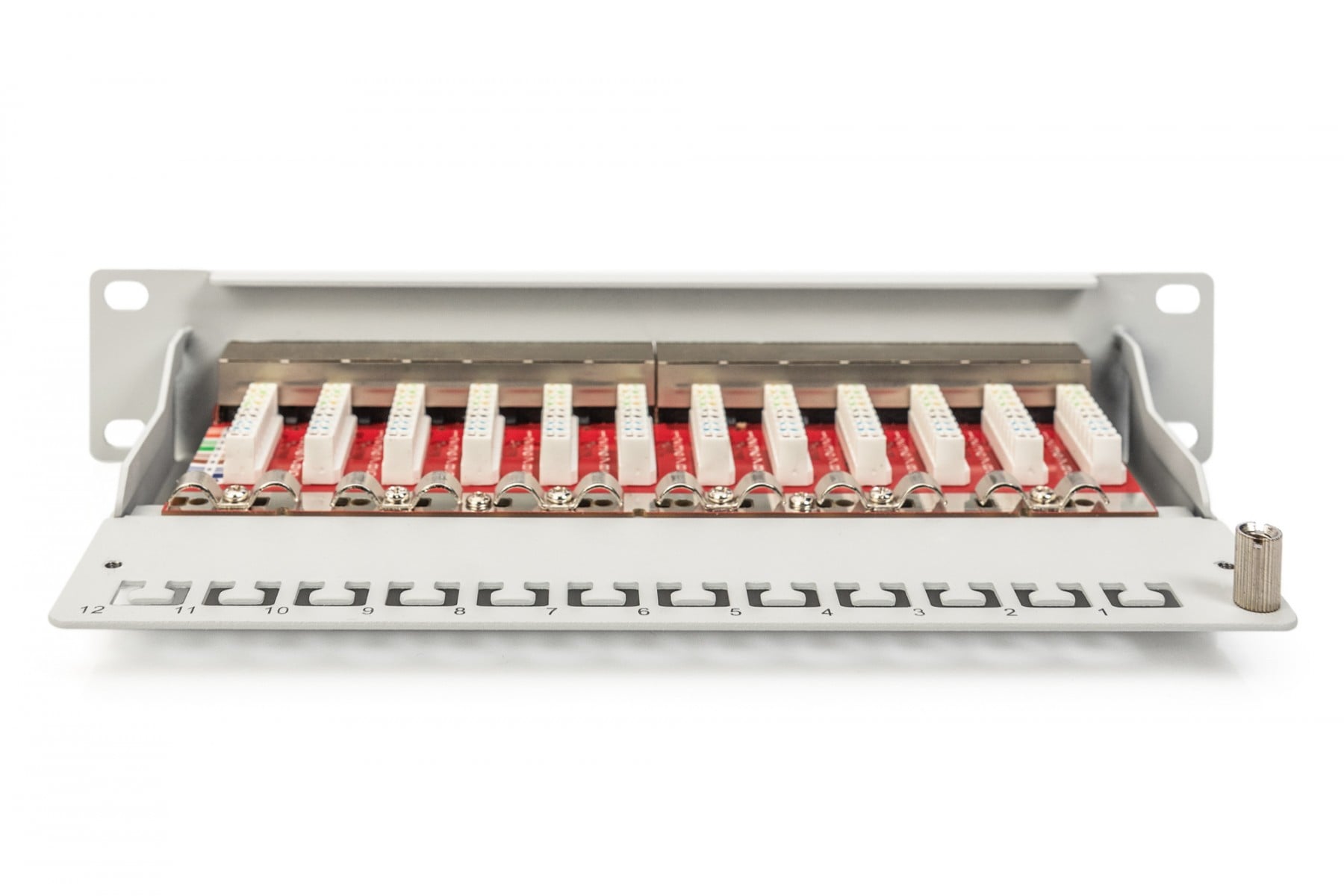 CAT 6A Patch Panel, shielded, 12-Port label field, 1U, 10" rack mount, grey RAL 7035 - Slika 3