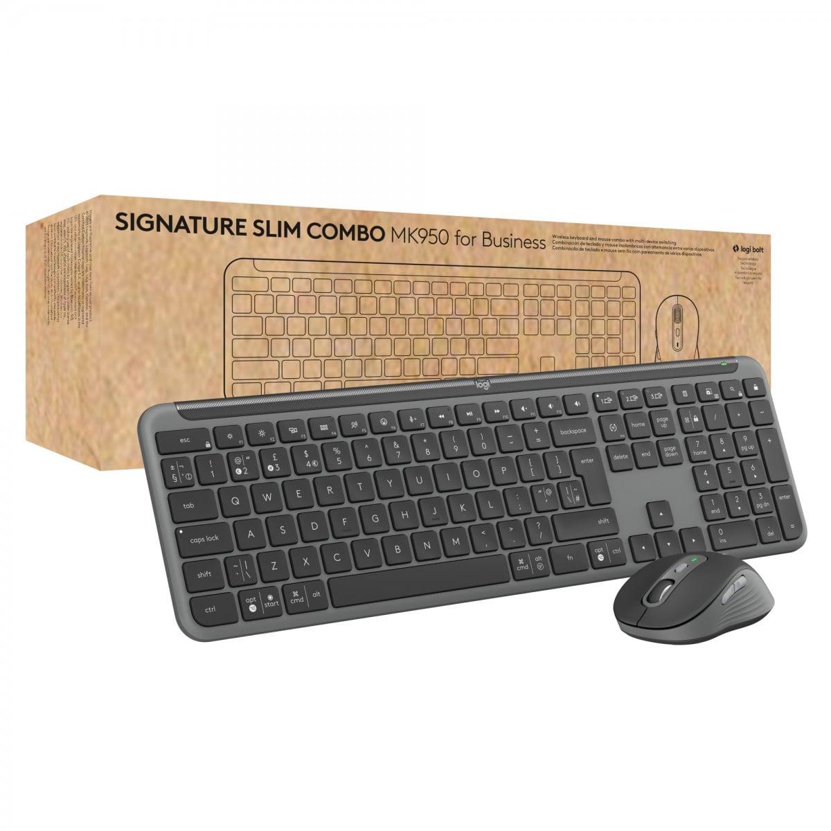 Logitech 920-012508 keyboard Mouse included Office RF Wireless + Bluetooth QWERTY US International Graphite