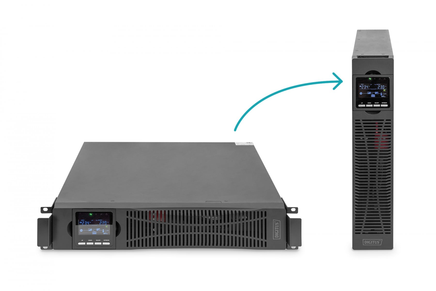 Uninterruptible Power Supply (UPS) Online Rack 19″ LCD 3kVA/3kW 6x12V/9Ah 8xC13 1xC19/C20 USB RS232 RJ45 Depth 600mm