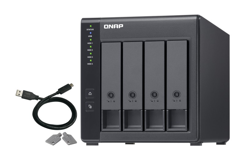 QNAP TR-004 storage drive enclosure HDD/SSD enclosure Black 2.5/3.5″