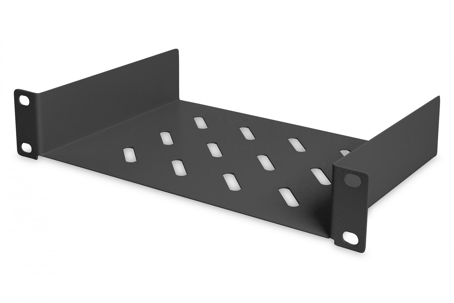 254 mm (10″) 1U fixed shelf 44x254x150 mm, color black (RAL 9005) (RAL 9005)