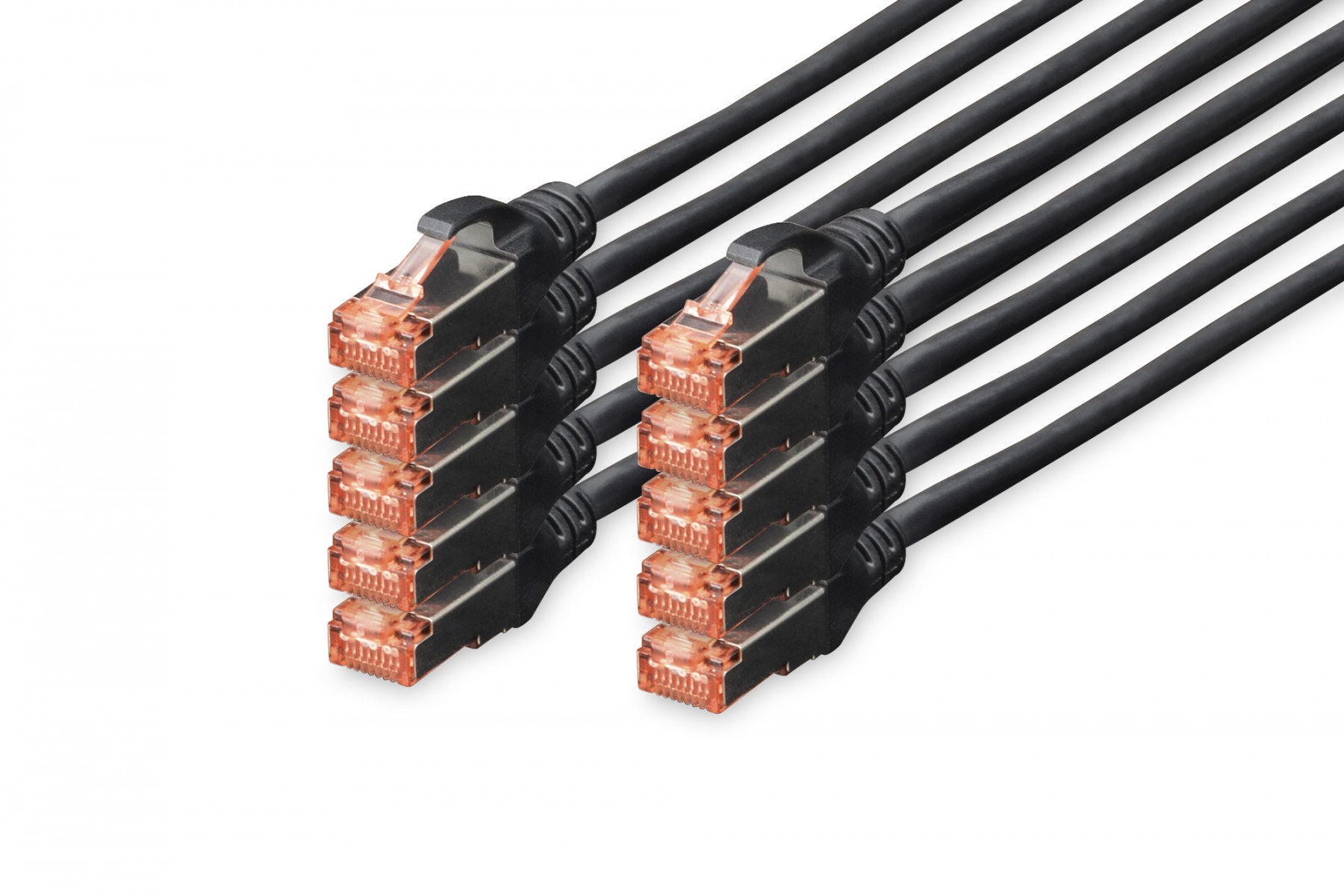 CAT 6 S-FTP patch cord, Cu, LSZH AWG 27/7, length 0.5 m, 10 pieces, color black