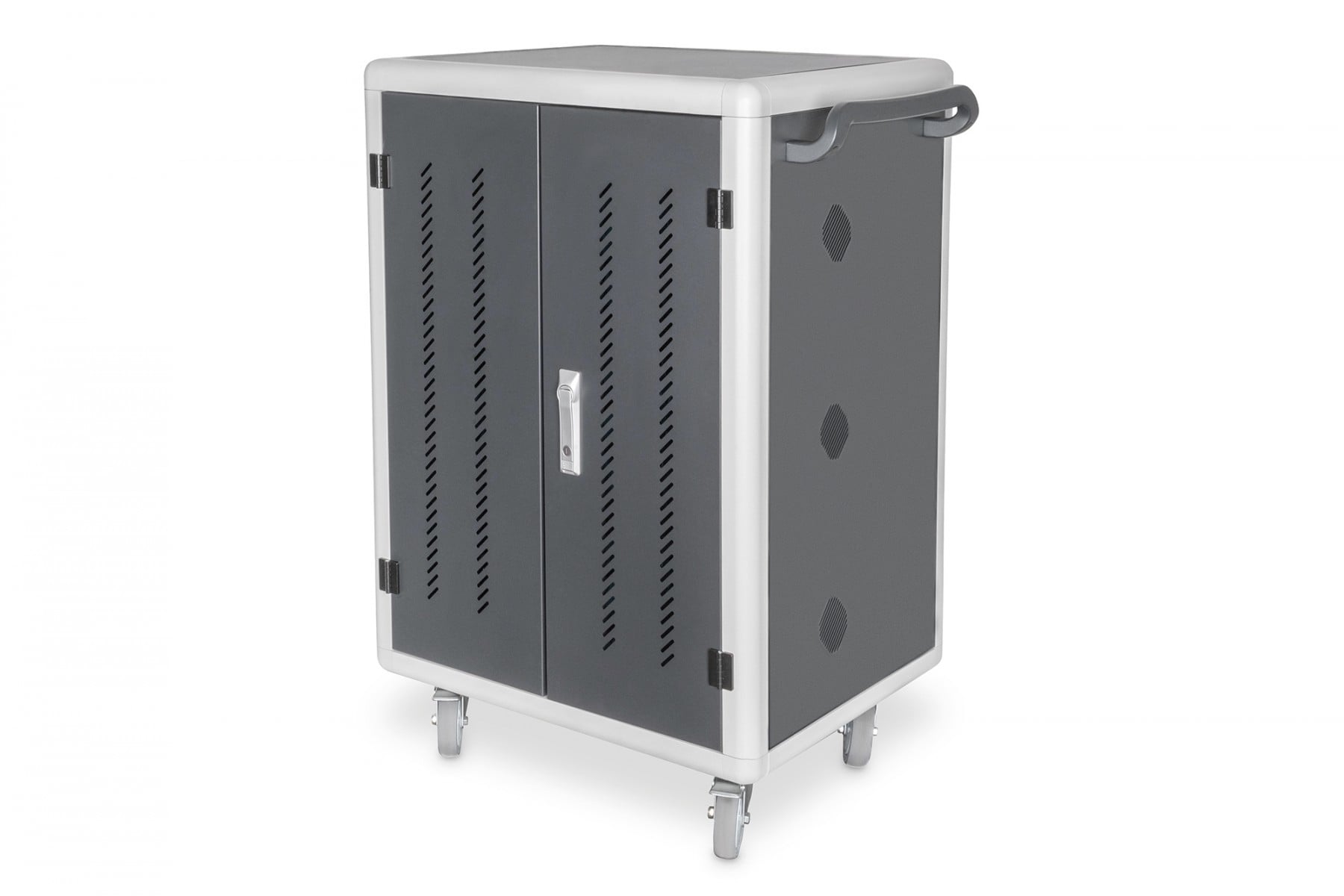 Charging trolley, 15.6″, USB-A 30 charge bases, PDU, fan, 1260 x 824 x 650 mm