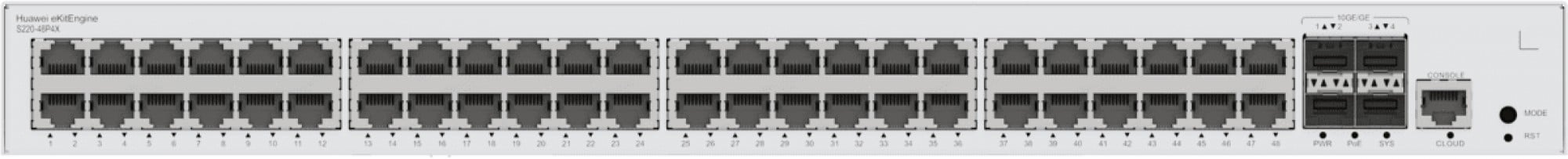 Huawei Switch S220-48P4X (48*GE ports(380W PoE+), 4*10GE SFP+ ports, built-in AC power)
