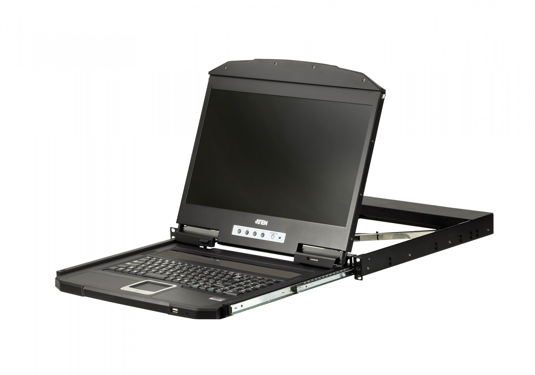 ATEN 1U Ultra Short Depth Single Rail WideScreen LCD Console (USB / HDMI) 1920×1080