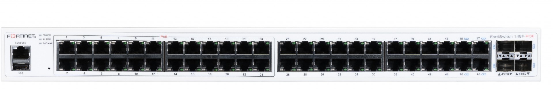 Fortinet FS-148F-POE L2 Gigabit Ethernet Switch with PoE Support, Rack Mountable 1U