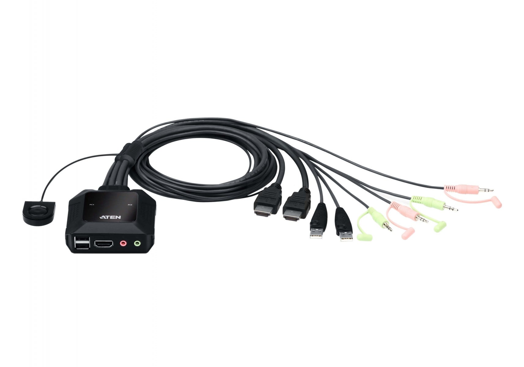 2-Port USB 4K HDMI Cable KVM Switch with Remote Port Selector