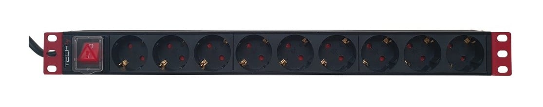 Techly I-CASE STRIP-91UD 19′ 1U X9 Power Strip – Schuko Sockets
