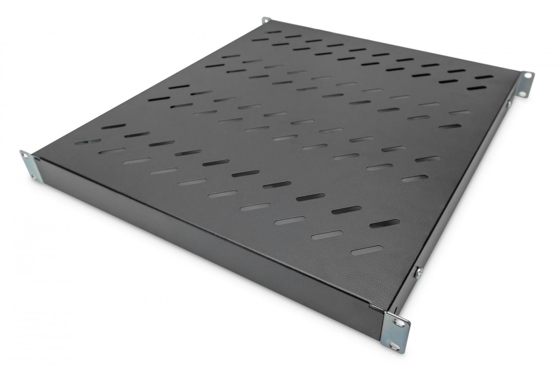 1U fixed shelf for 800 mm depth racks 44x483x500 mm, adjust. 500-700 mm depth, black (RAL 9005)