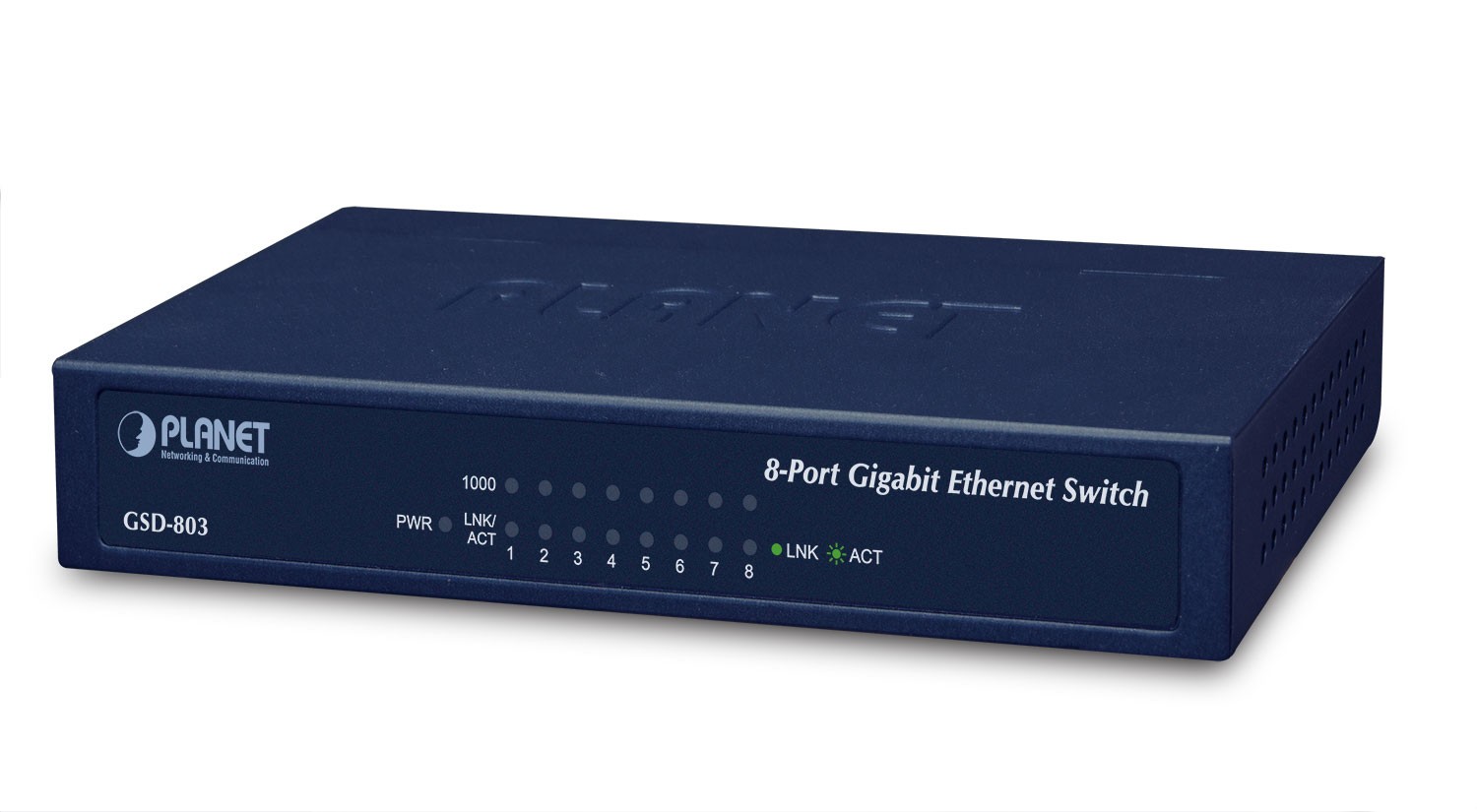 Planet GSD-803 8-Port 10/100/1000Mbps Gigabit Ethernet Switch (External Power) – Metal Case