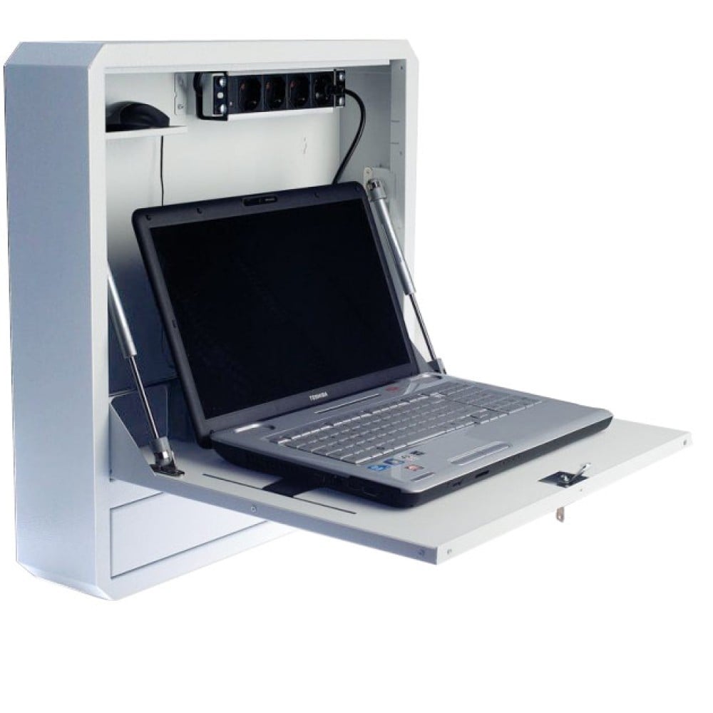 Techly ICRLIM01W2 19″ Anti-theft Wall-Mounted Laptop Cabinet with Shelf – White