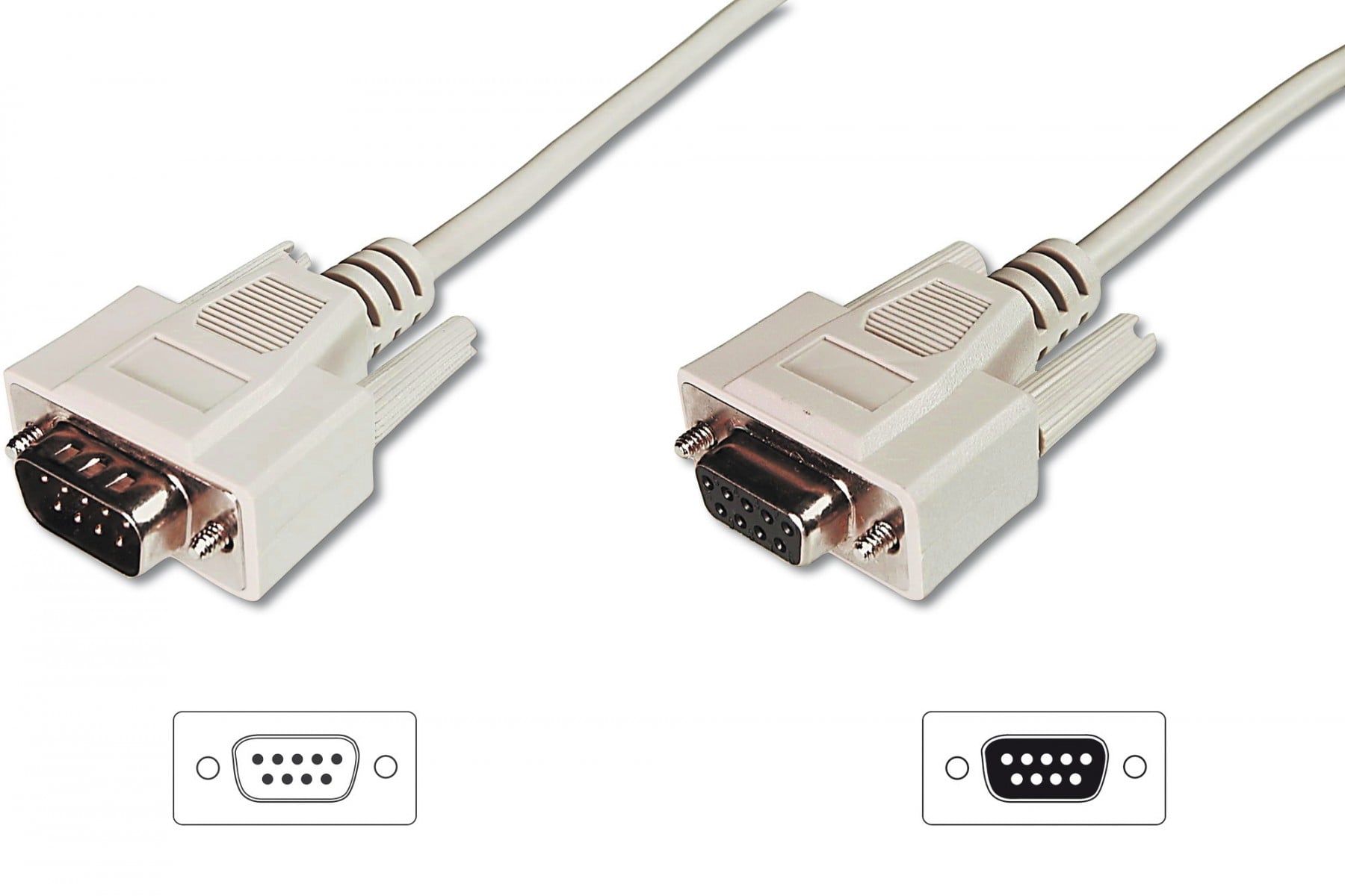 Datatransfer extension cable, D-Sub9 M/F, 3.0m, serial, molded, be