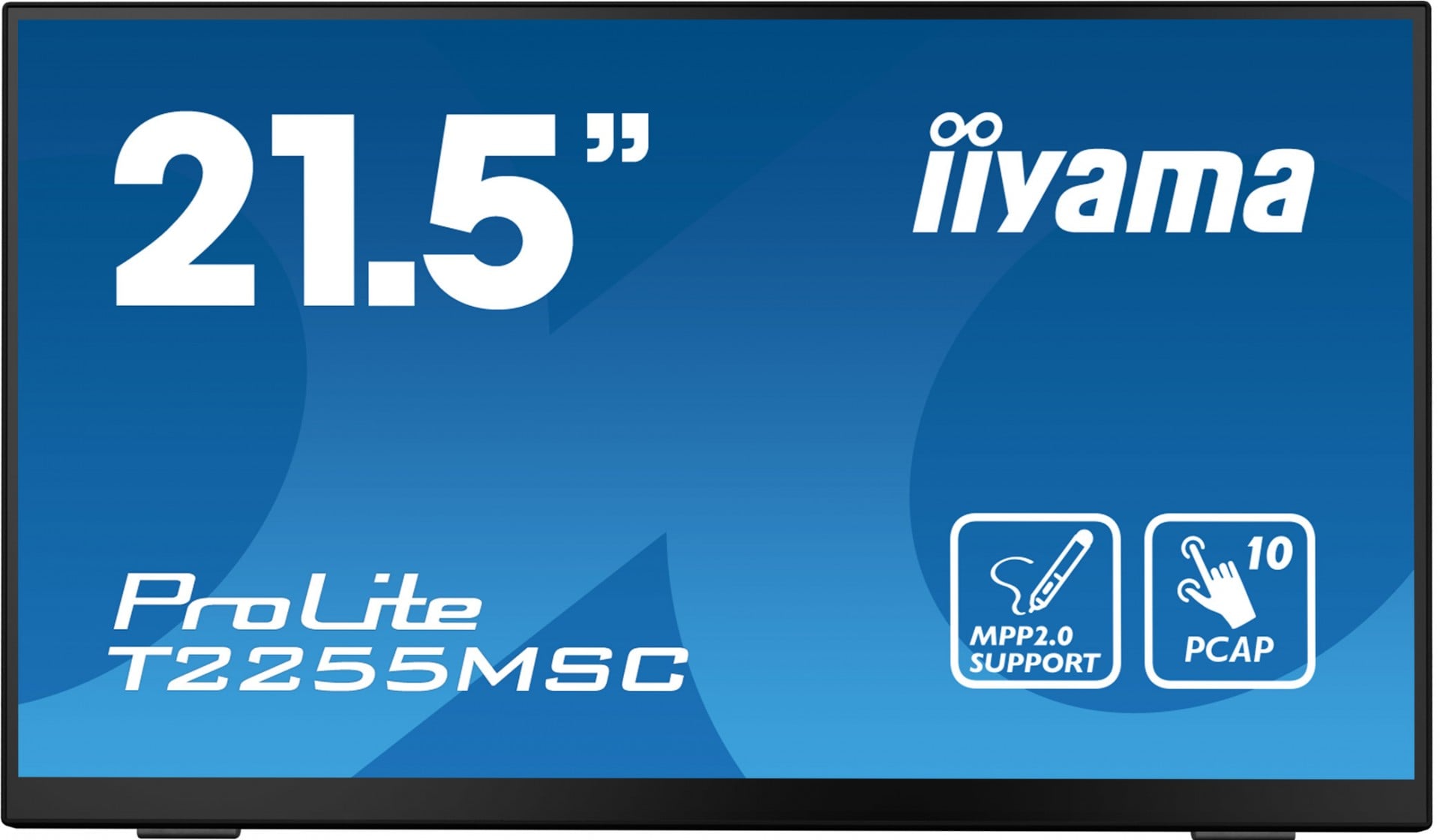 IIYAMA T2255MSC-B1 21.5inch IPS FHD PCAP 10P Touch Flat Bezel Free Glass HDMI DP 400cd/m2 USB Hub 2x 3.0 Speakers Bookstand