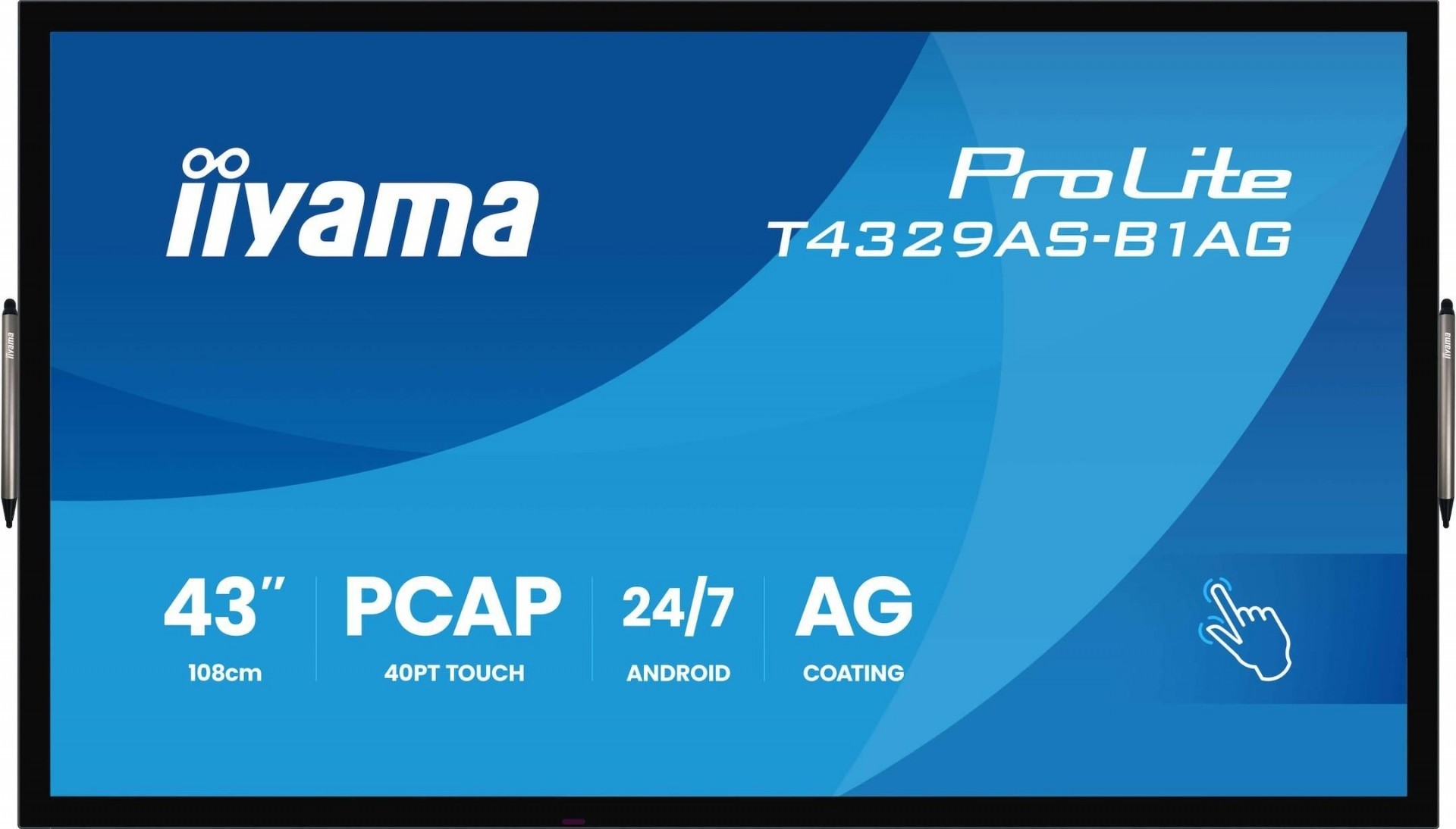 iiyama T4329AS-B1AG Interactive Display 43″ VA 4K Android 14 2xHDMI USB-C LAN 2x10W WiFi Whiteboard iiSignage