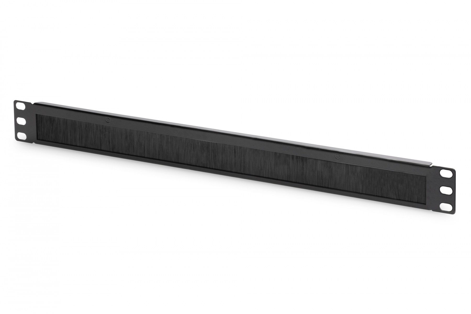 1U cable brush management panel open brush, color black (RAL 9005)