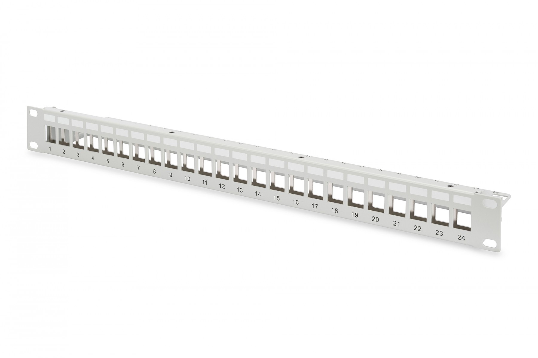 Modular Patch Panel, shielded 24-port, blank, 1U, rack mount, grey RAL 7035